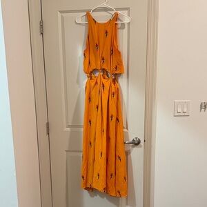 FARM Rio Vibrant Orange Kids Dress with Parrot Print